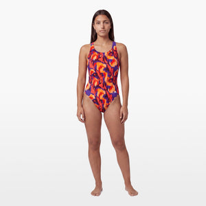Turbo Women's Wide Strap Swimsuit Red Ikat