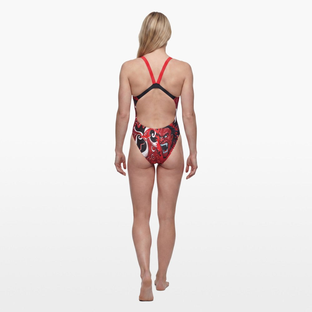Turbo Women's Wide Strap Swimsuit Maori Art