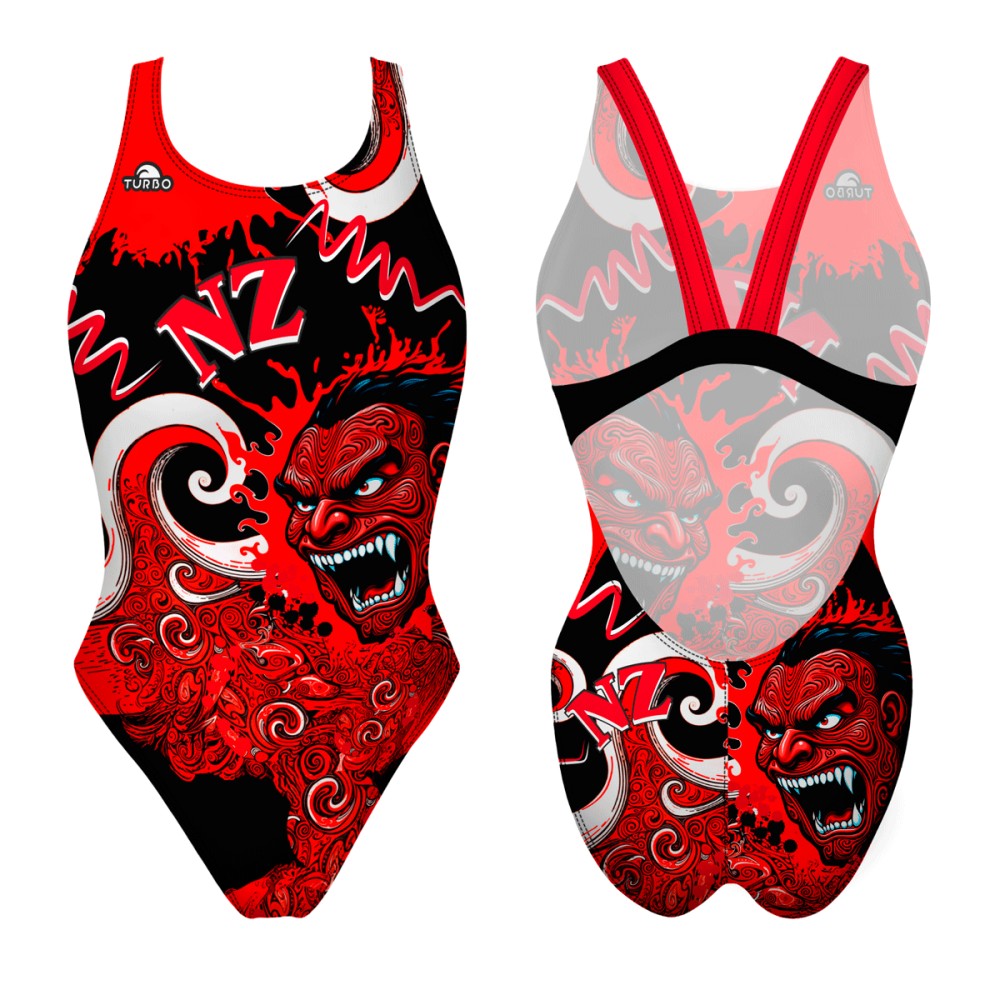 Turbo Women's Wide Strap Swimsuit Maori Art