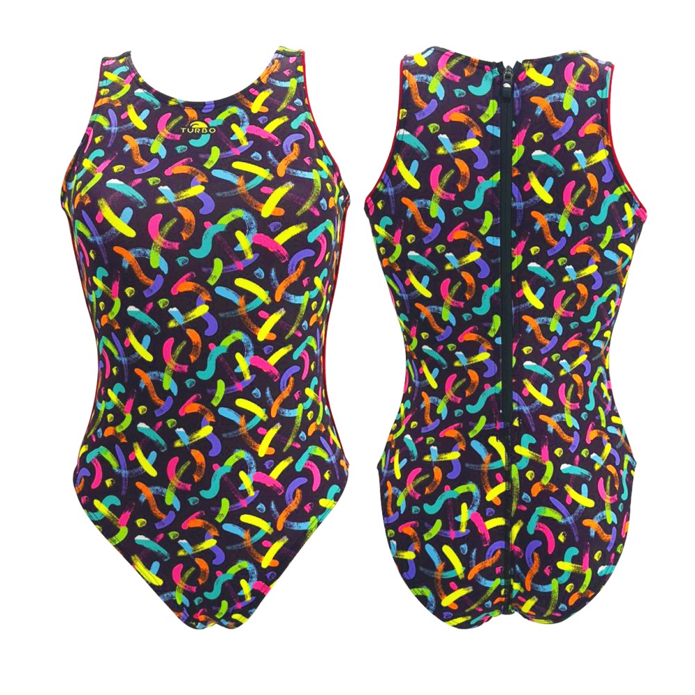 TURBO Women's Comfort Water Polo Swimsuit- Loud Lines