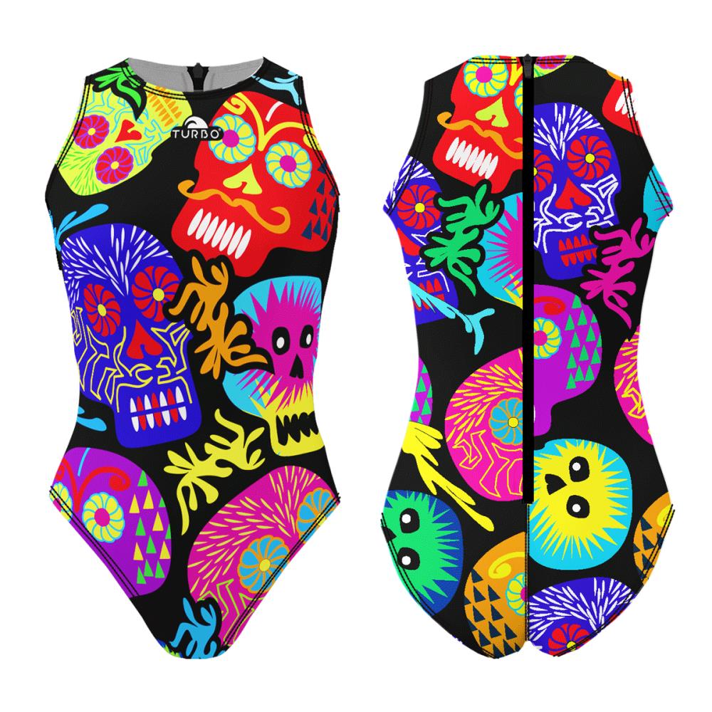 TURBO Women's Comfort Water Polo Swimsuit- Halloween Skull