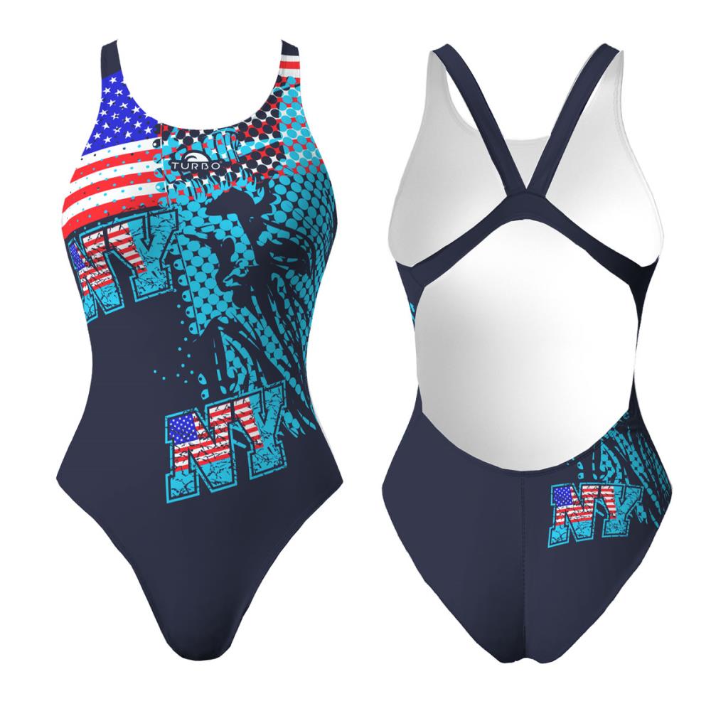 Turbo Women's Wide Strap Swimsuit Ny Stars