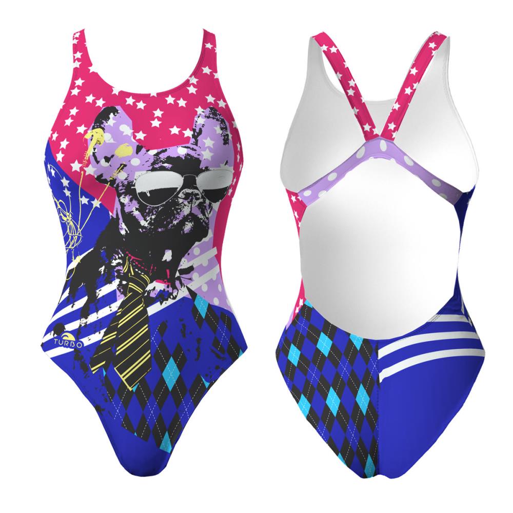 Turbo Women's Wide Strap Swimsuit Cool Dog