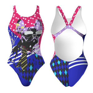 Turbo Women's Wide Strap Swimsuit Cool Dog