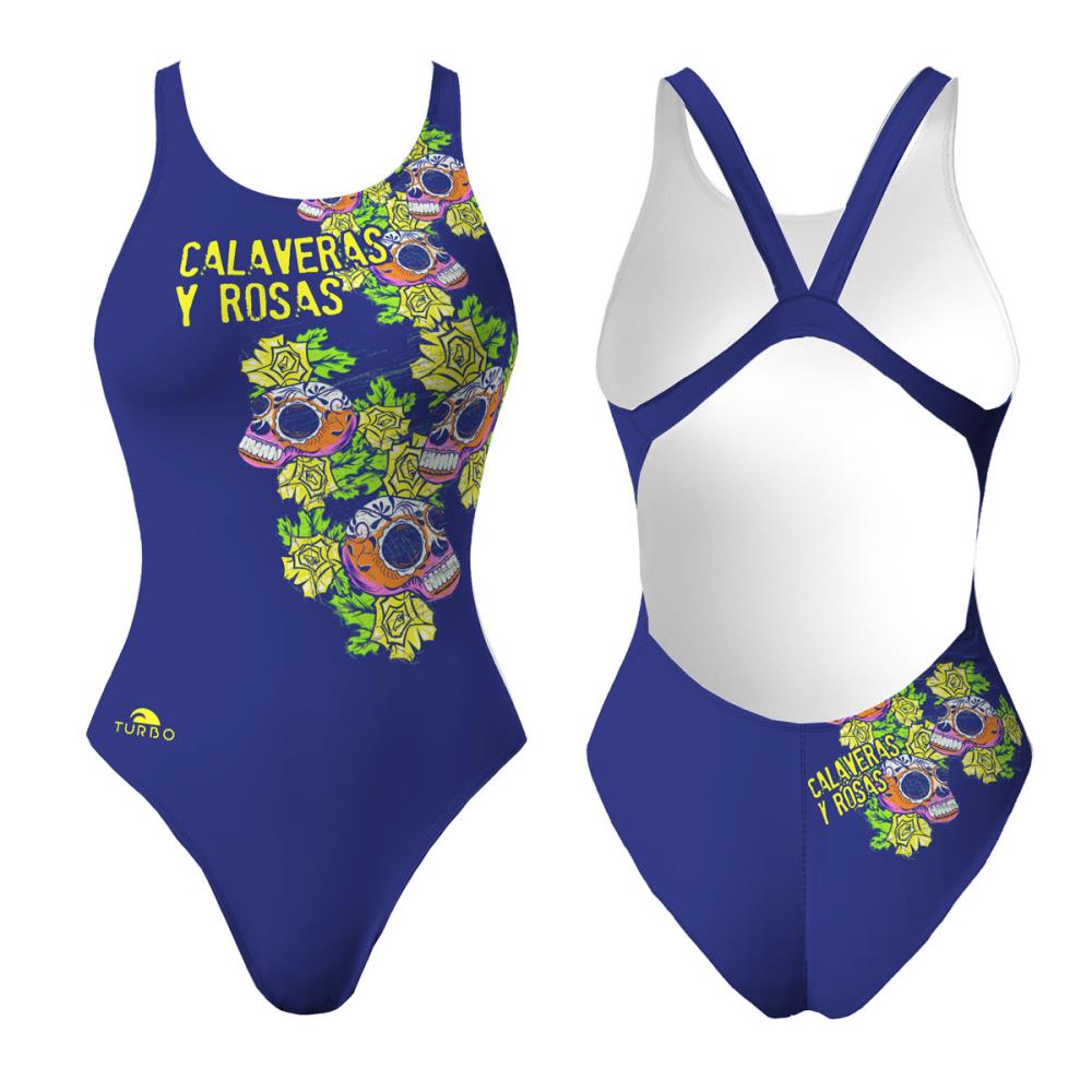 Turbo Women's Wide Strap Swimsuit Calaveras -Rosas