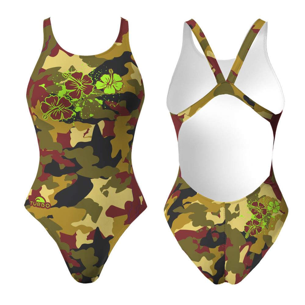 Turbo Women's Wide Strap Swimsuit Commando Flower
