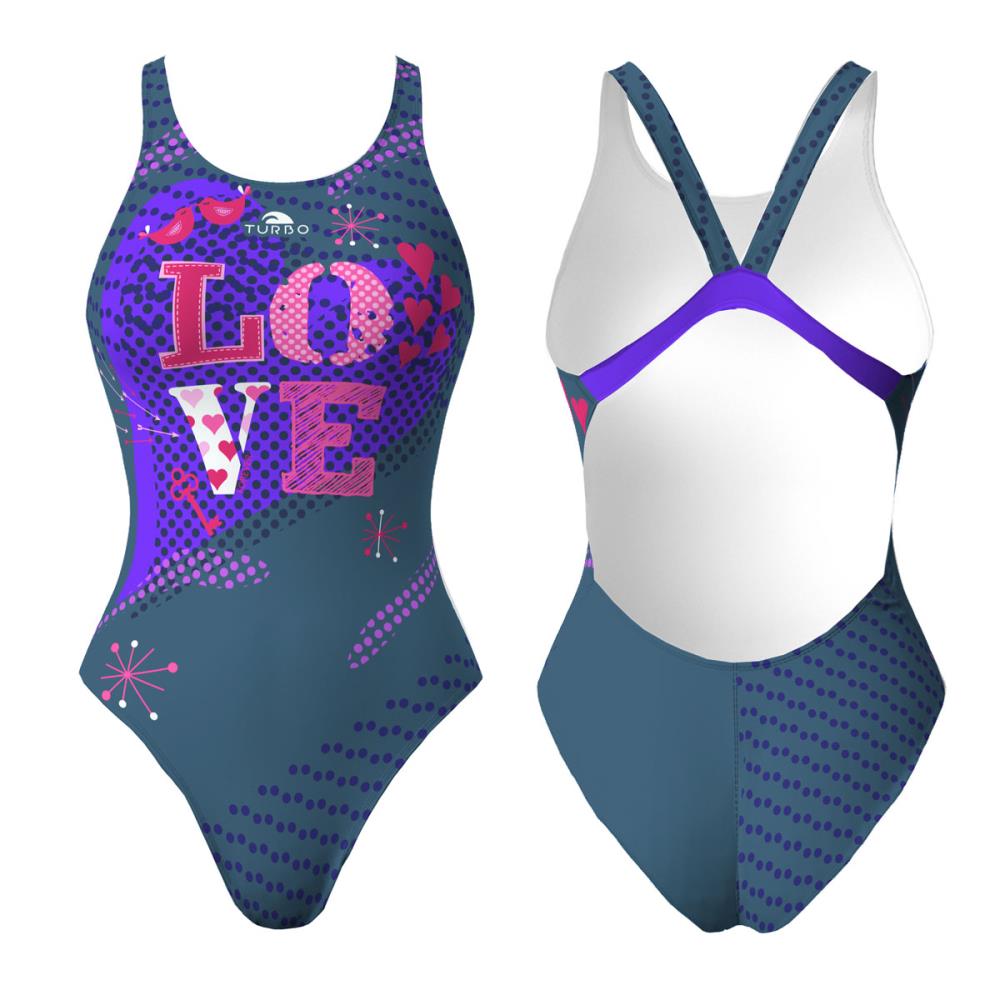Turbo Women's Wide Strap Swimsuit Love Forever