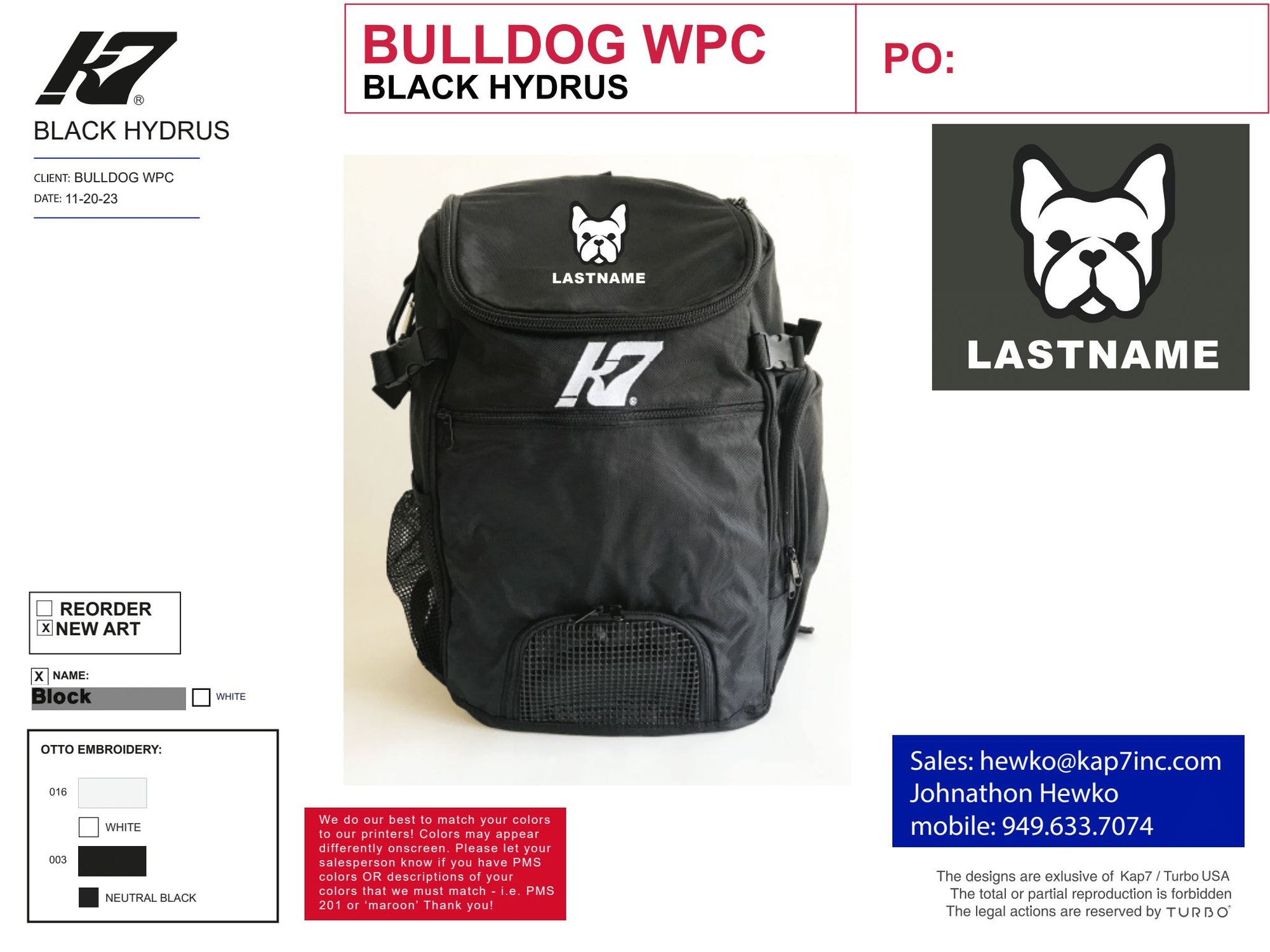 Bulldog Water Polo Club - Team Store - Backpack