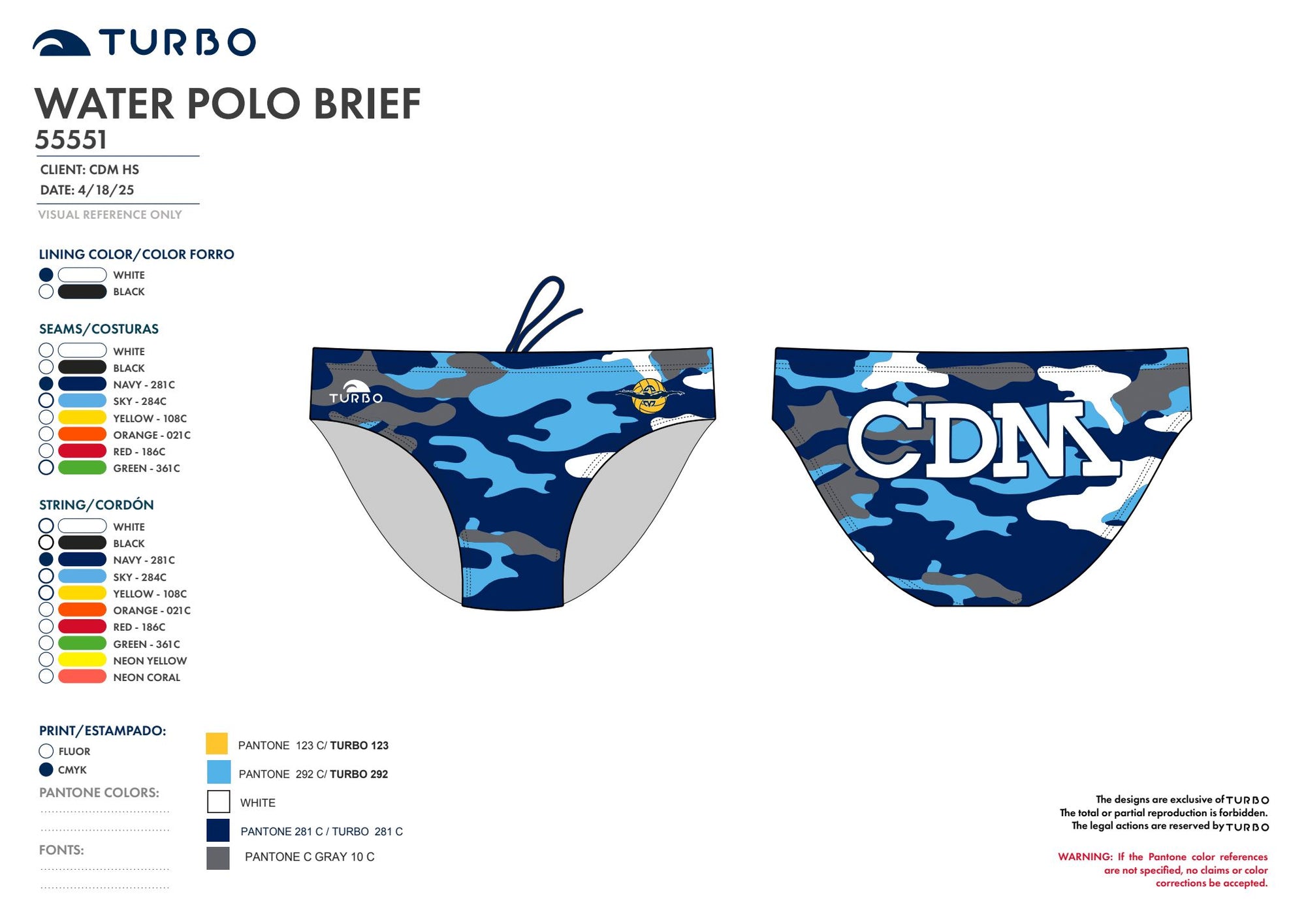 CDM Club - Mens TURBO Water Polo Suit