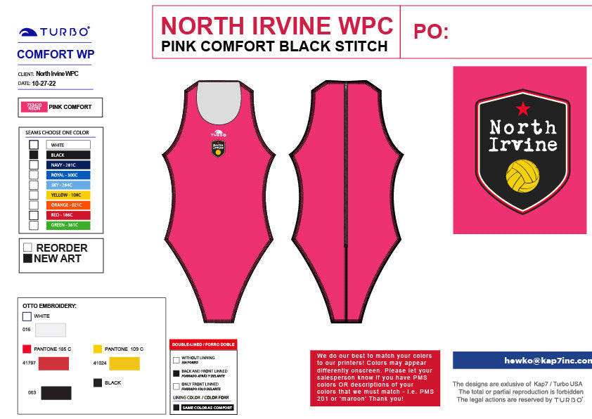 North Irvine WPC Team Store - North Irvine Water Polo Club Comfort Suit. - PINK