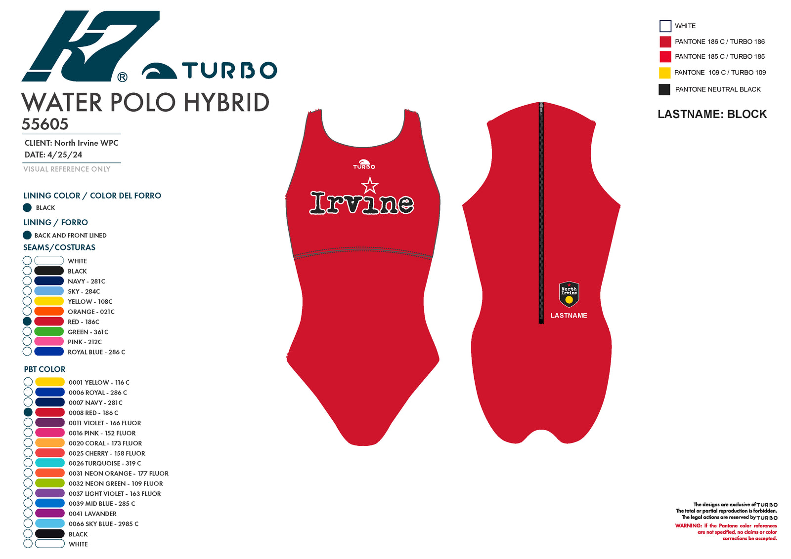 North Irvine WPC Team Store - North Irvine Water Polo Club Comfort Hyrbrid Suit. Red 2024-2025 Special Comfort Hybrid