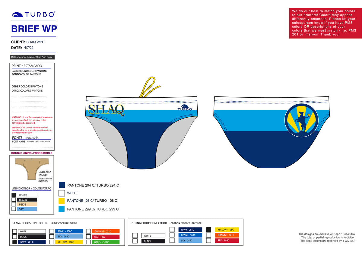 Sleepy Hollow Aquatics - SHAQ - TEAM STORE - Brief old design