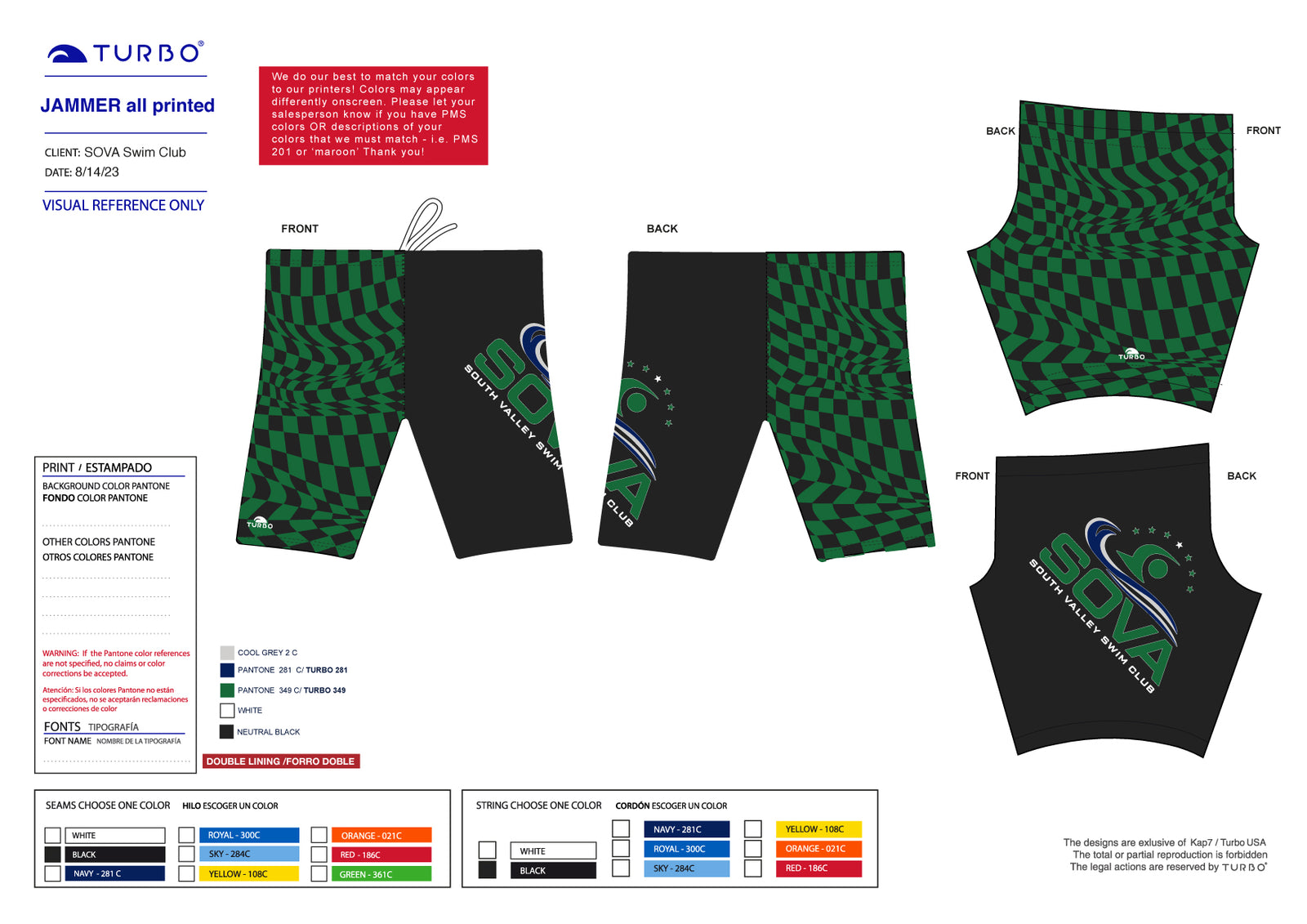 SOVA Swim Club - Team Store - Jammer