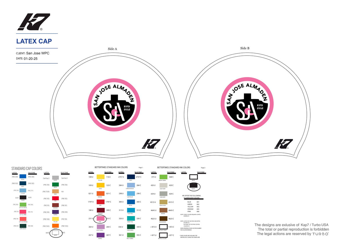 San Jose Almaden WPC Team Store - BLACK, WHITE and RED Latex Caps