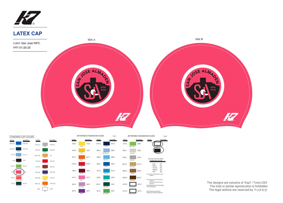 San Jose Almaden WPC Team Store - BLACK, WHITE and RED Latex Caps