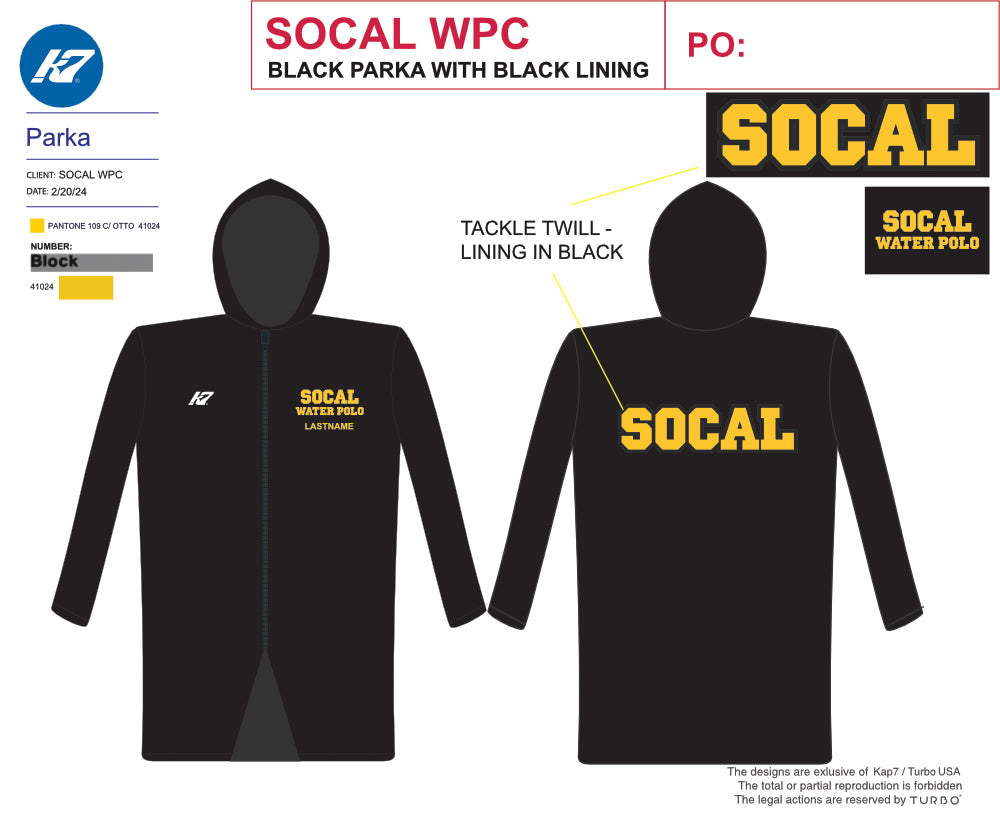 SOCAL Team Store -  Parka (with last name option)