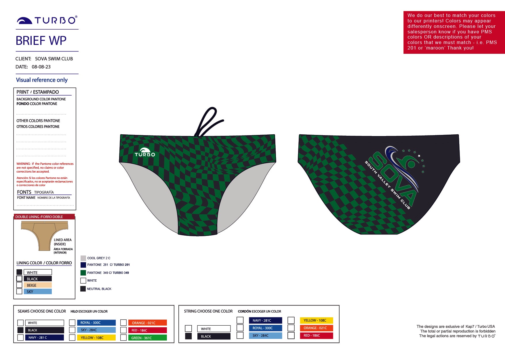 SOVA Swim Club - Team Store - Brief