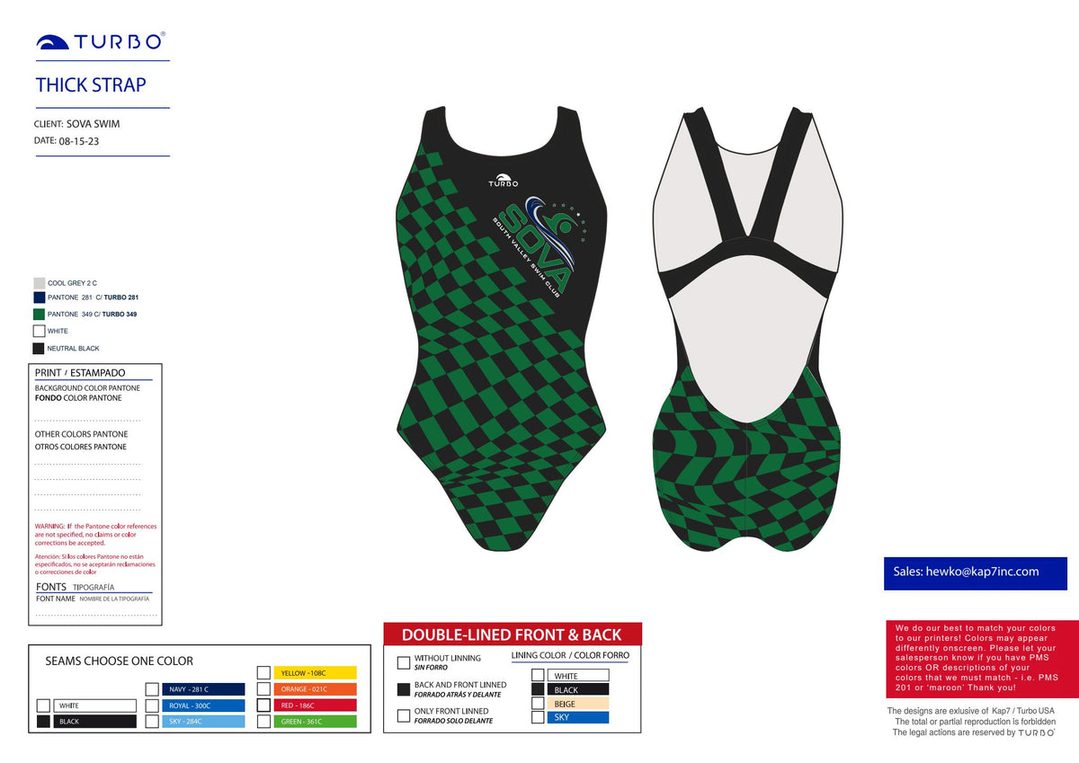 SOVA Swim Club - Team Store - Pro Racer Thick Strap