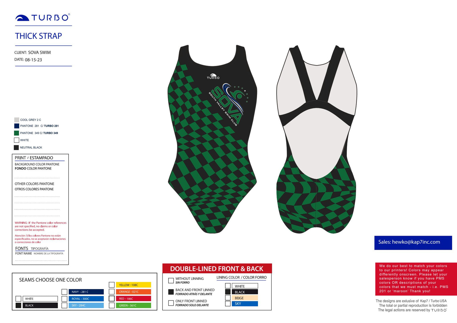 SOVA Swim Club - Team Store - Pro Racer Thick Strap