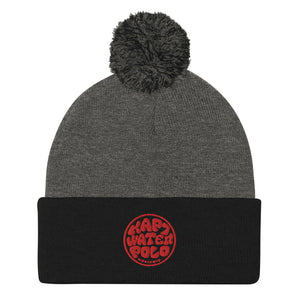 K7 Red Surf Logo Pom-Pom Beanie