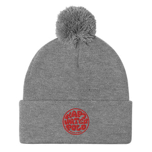 K7 Red Surf Logo Pom-Pom Beanie