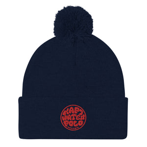 K7 Red Surf Logo Pom-Pom Beanie