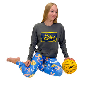 KAP7 Live in Water Crew Neck Unisex Sweatshirt w Front Pocket Crewneck KAP7 International 