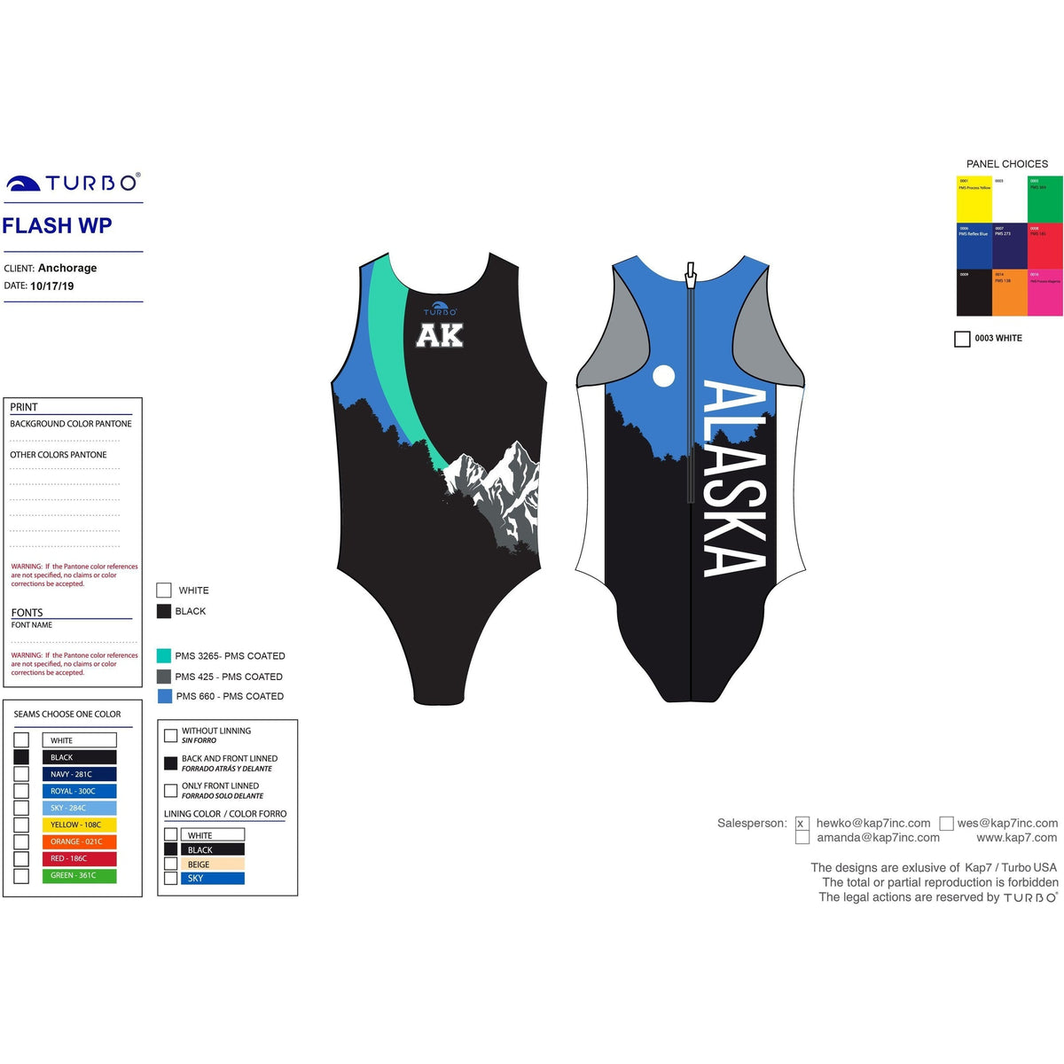 Juneau Water Polo Club Women's Suit - Night Moon Suits KAP7 International 