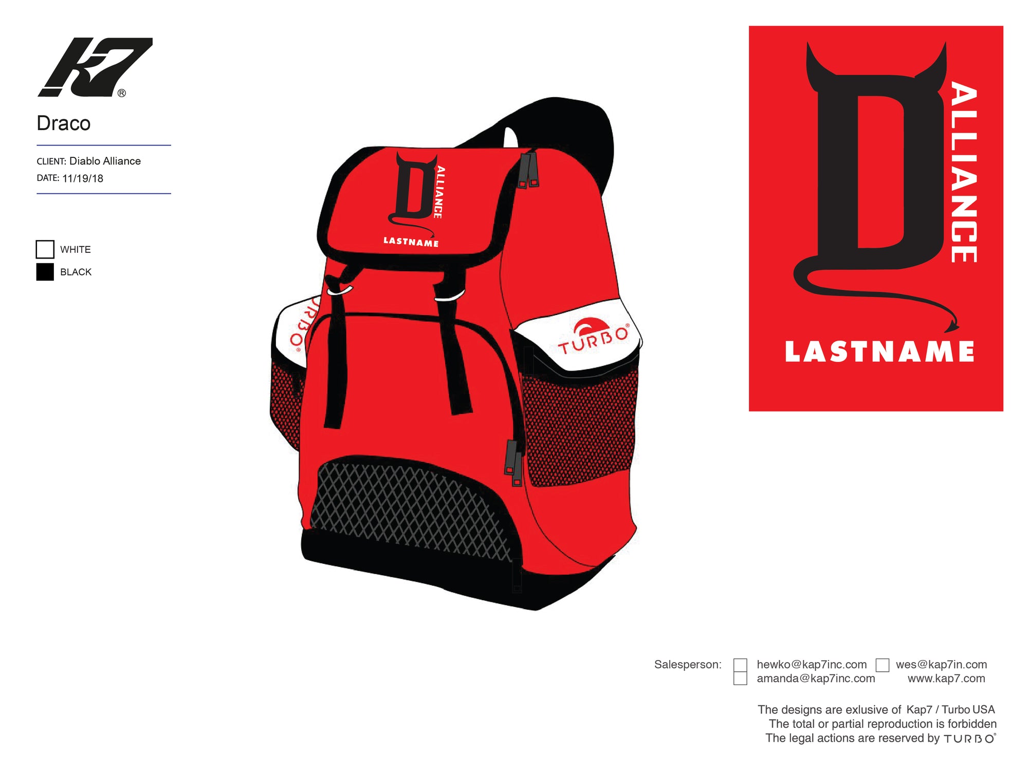 Diablo Alliance WPC Team Store - Backpack with Name