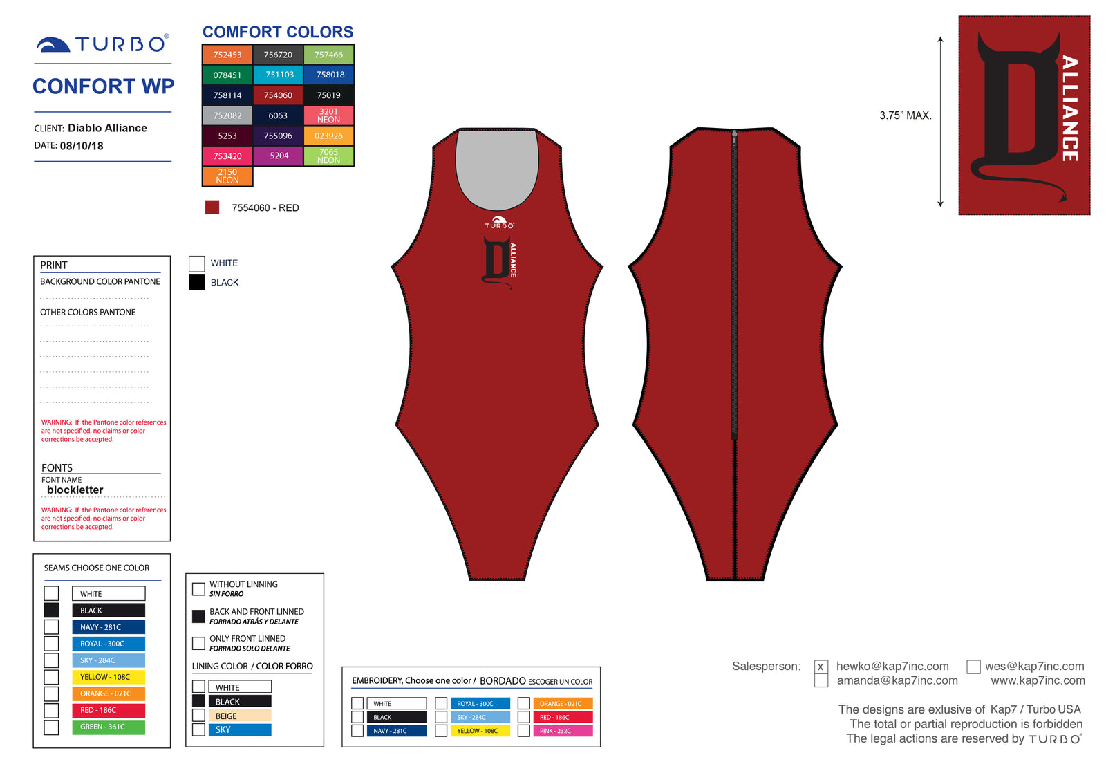 Diablo Alliance WPC Team Store - Girl's Comfort Suit - RED
