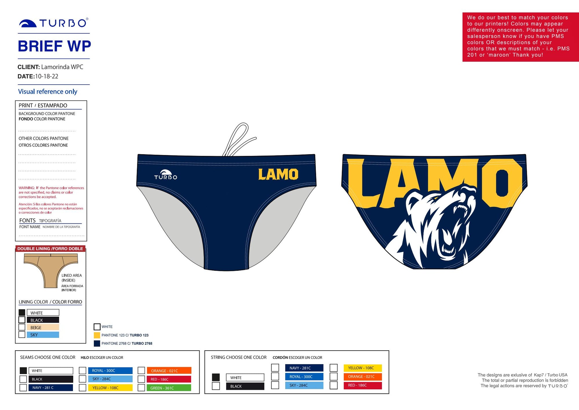 Lamorinda WPC Team Store - Boy's Water Polo GAME Suit