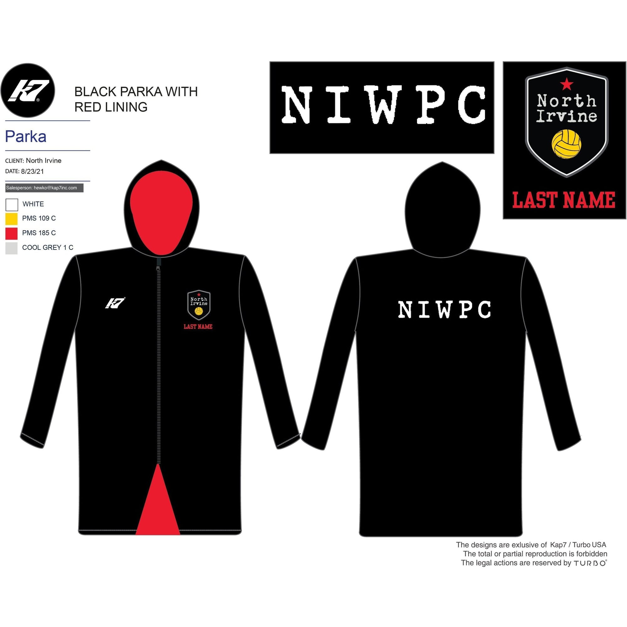 North Irvine WPC Team Store - Parka - Last Name KAP7 International 