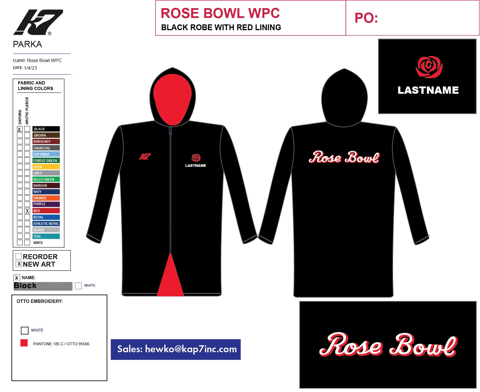 Rose Bowl Water Polo Club - Team Store - Parka