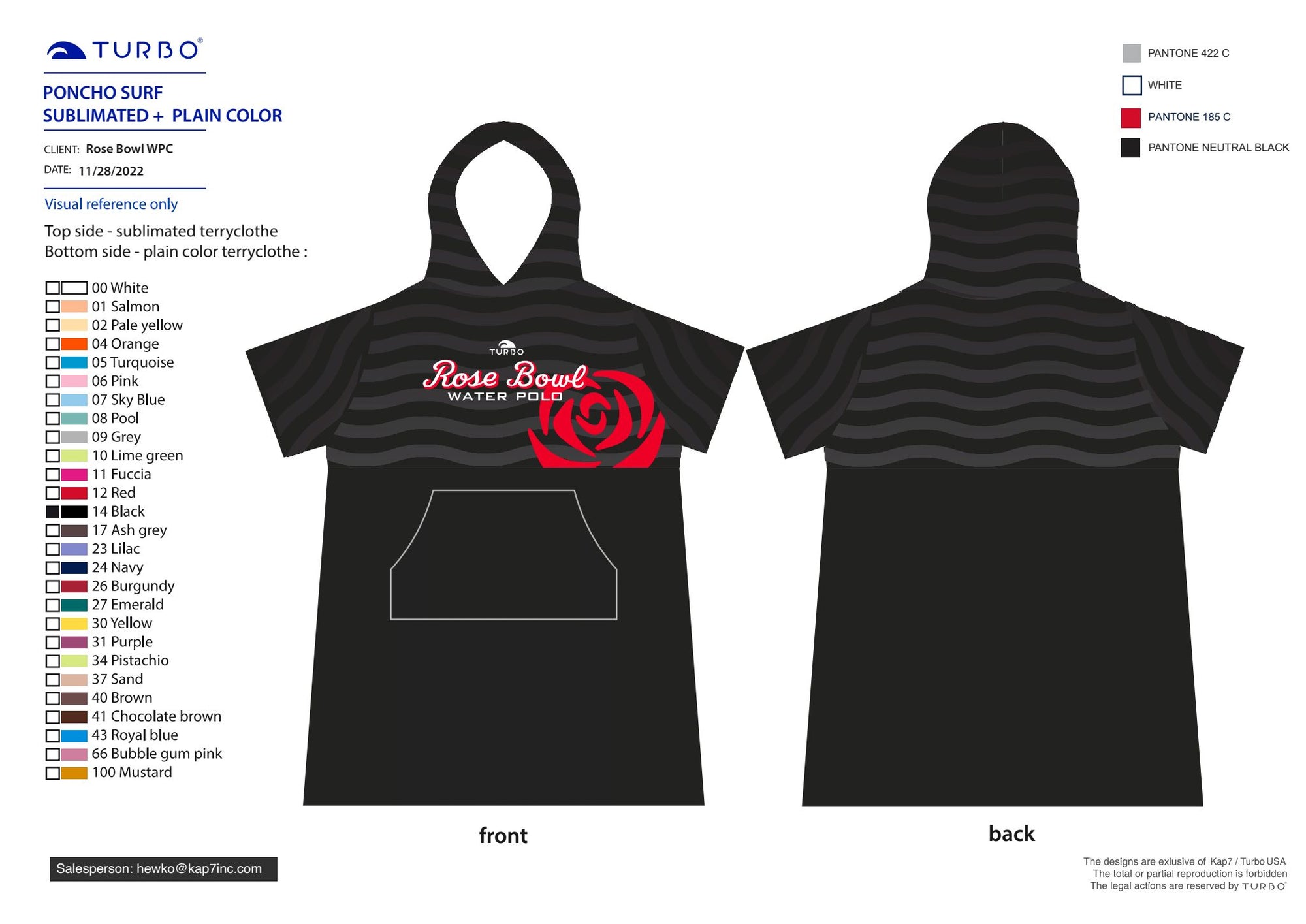 Rose Bowl Water Polo Club - Team Store - Terry Poncho