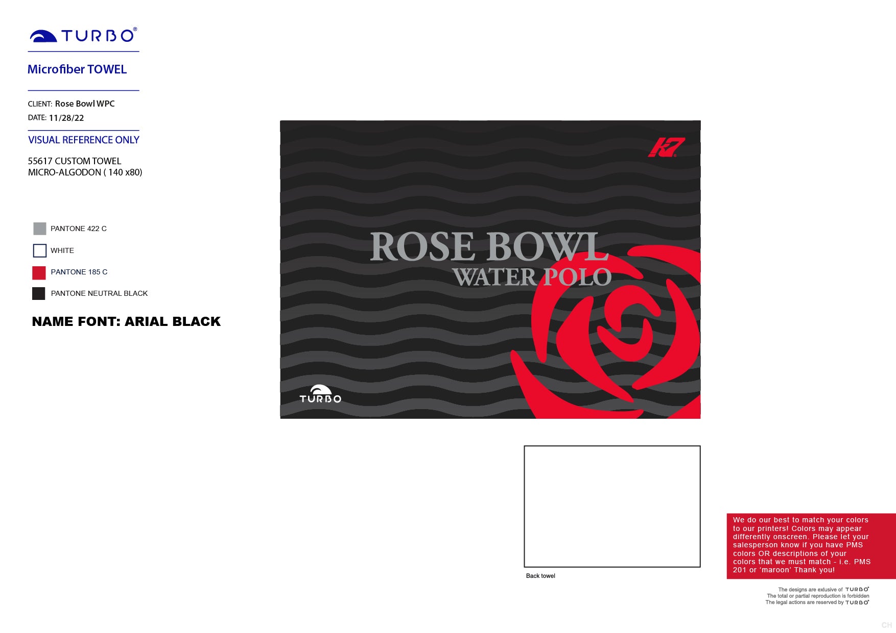 Rose Bowl Water Polo Club - Team Store - Towel