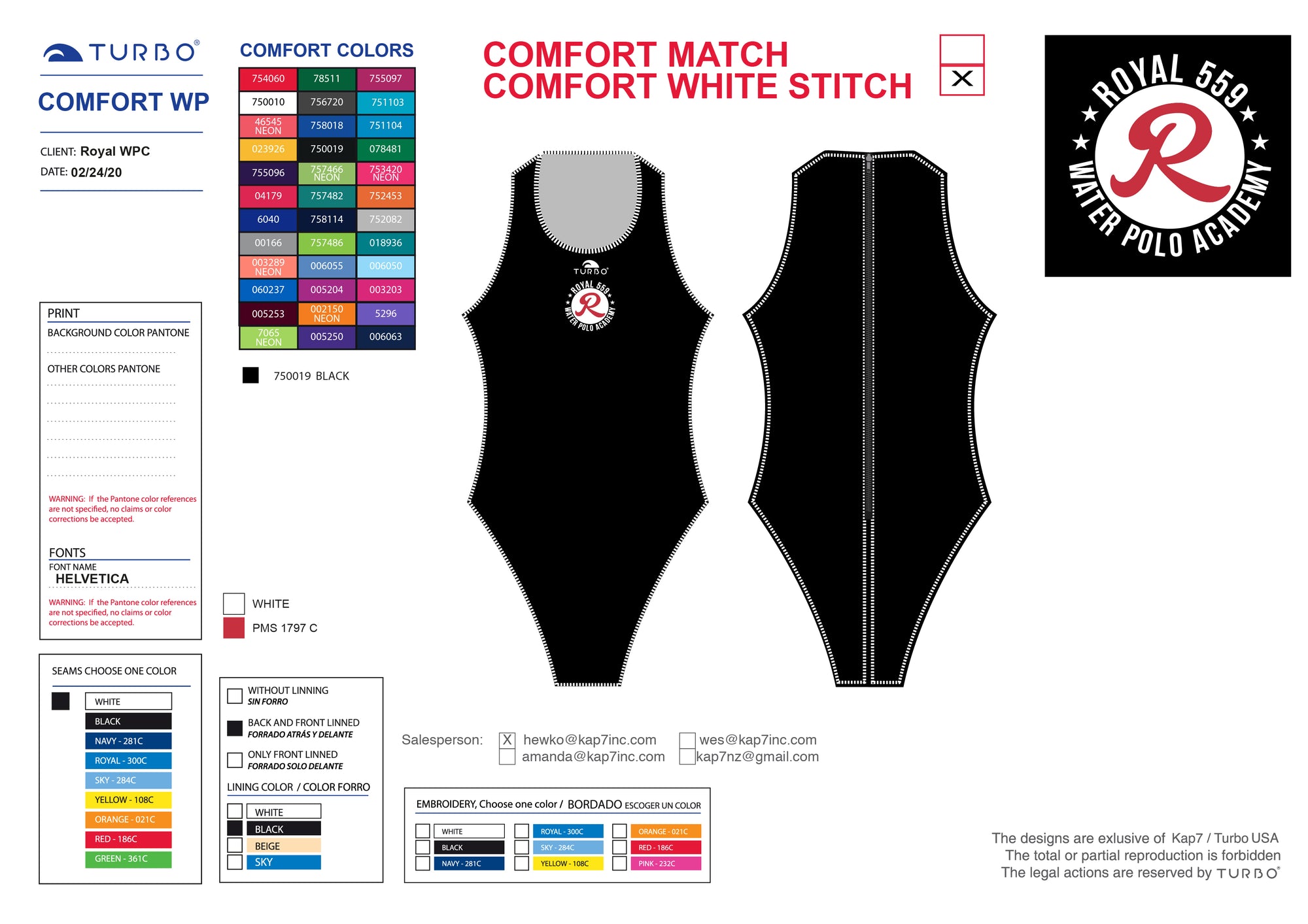 Royal 559 WPC Team Store - Comfort Suit