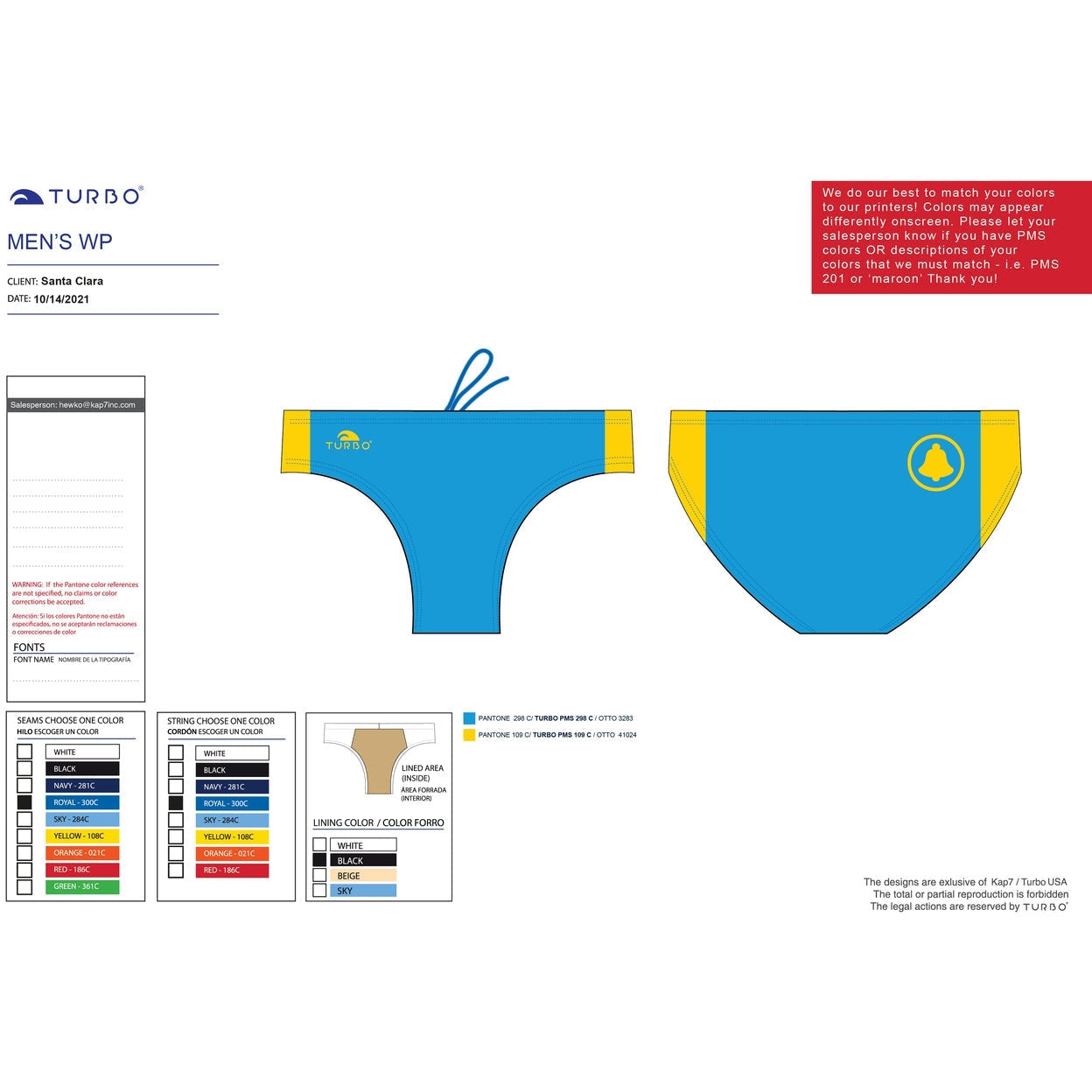 Santa Clara Water Polo Club Men's Brief Suits KAP7 International 