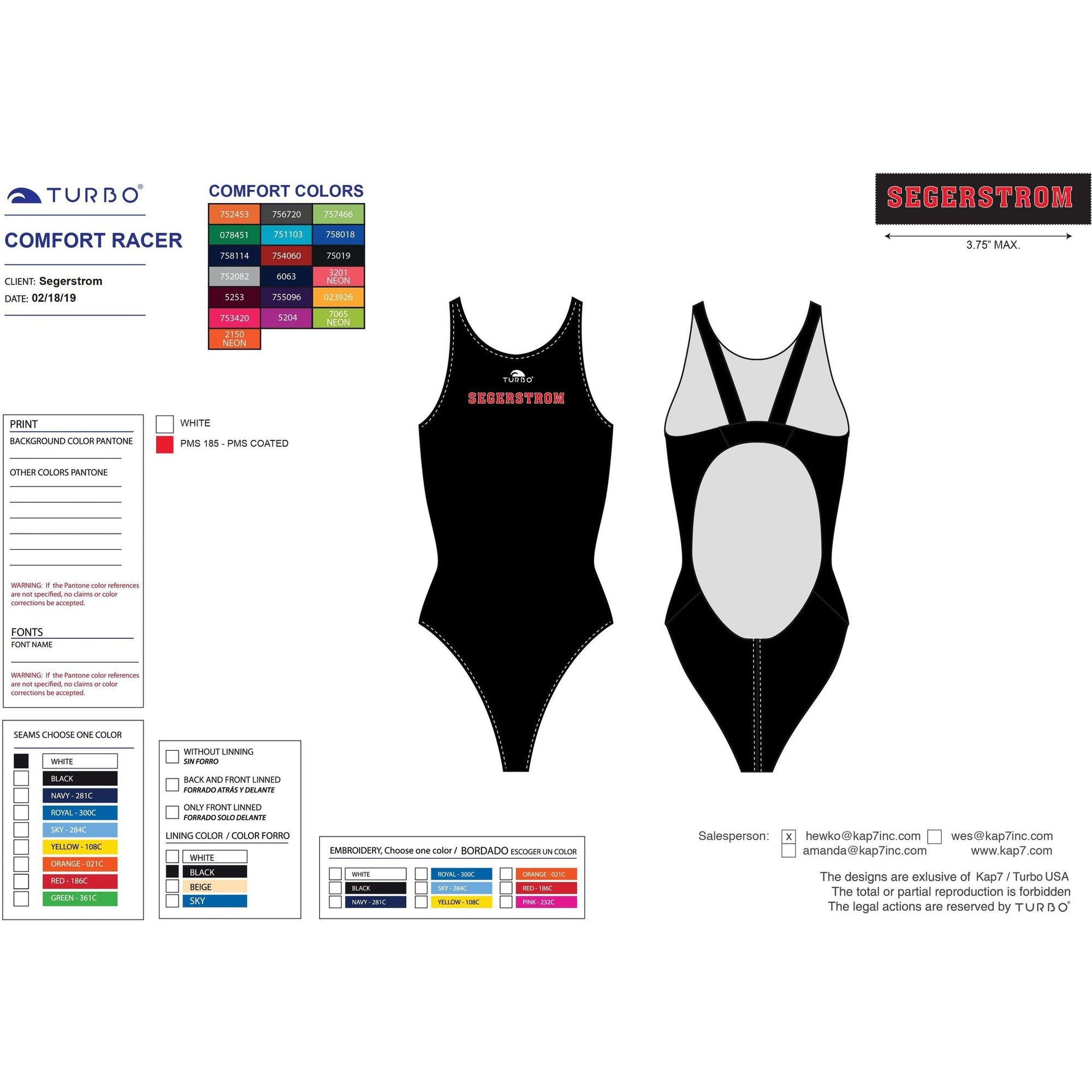 Segerstrom HS Team Store - Custom Comfort ProRacer Swim Suit KAP7 International 