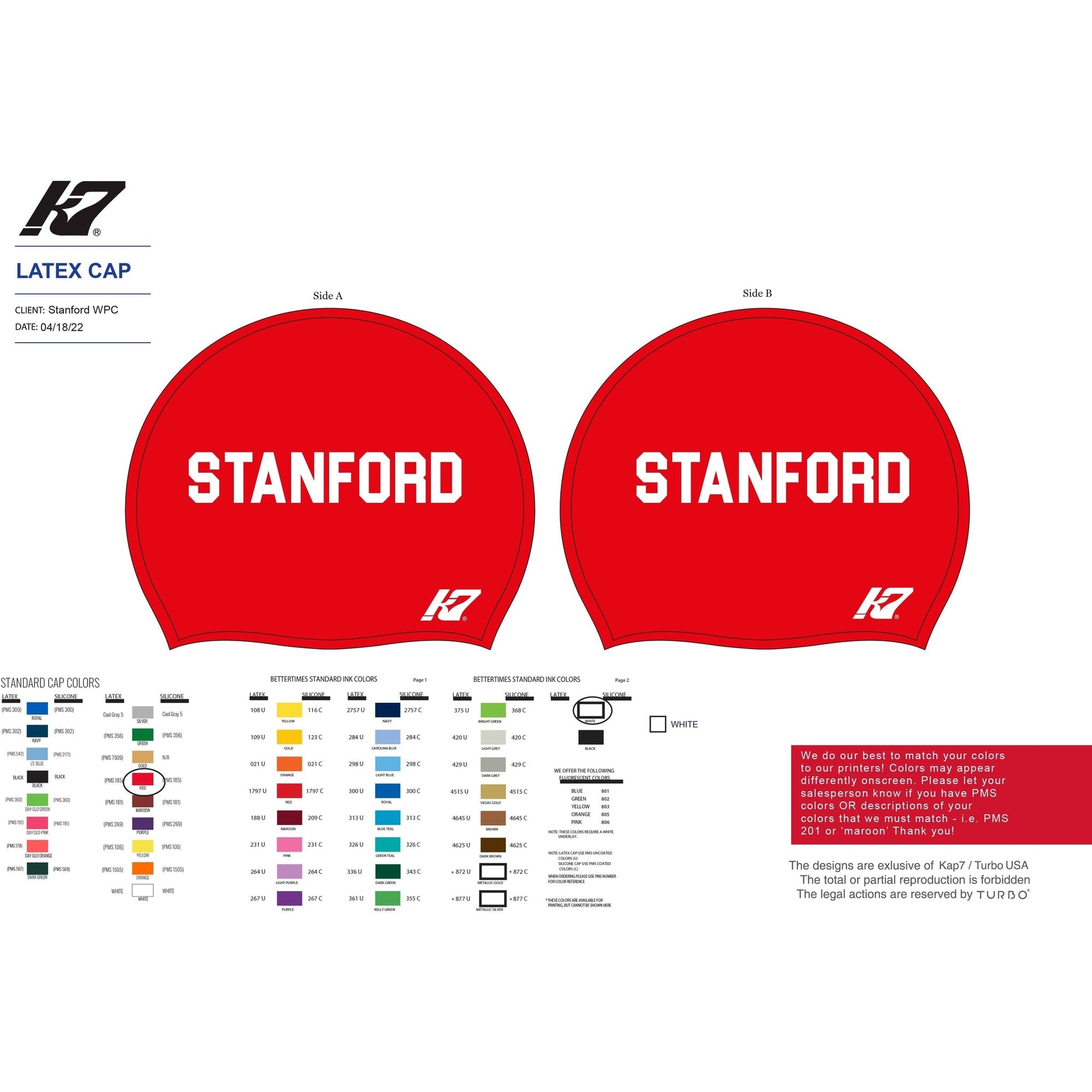 Stanford Latex Cap: Red KAP7 International 