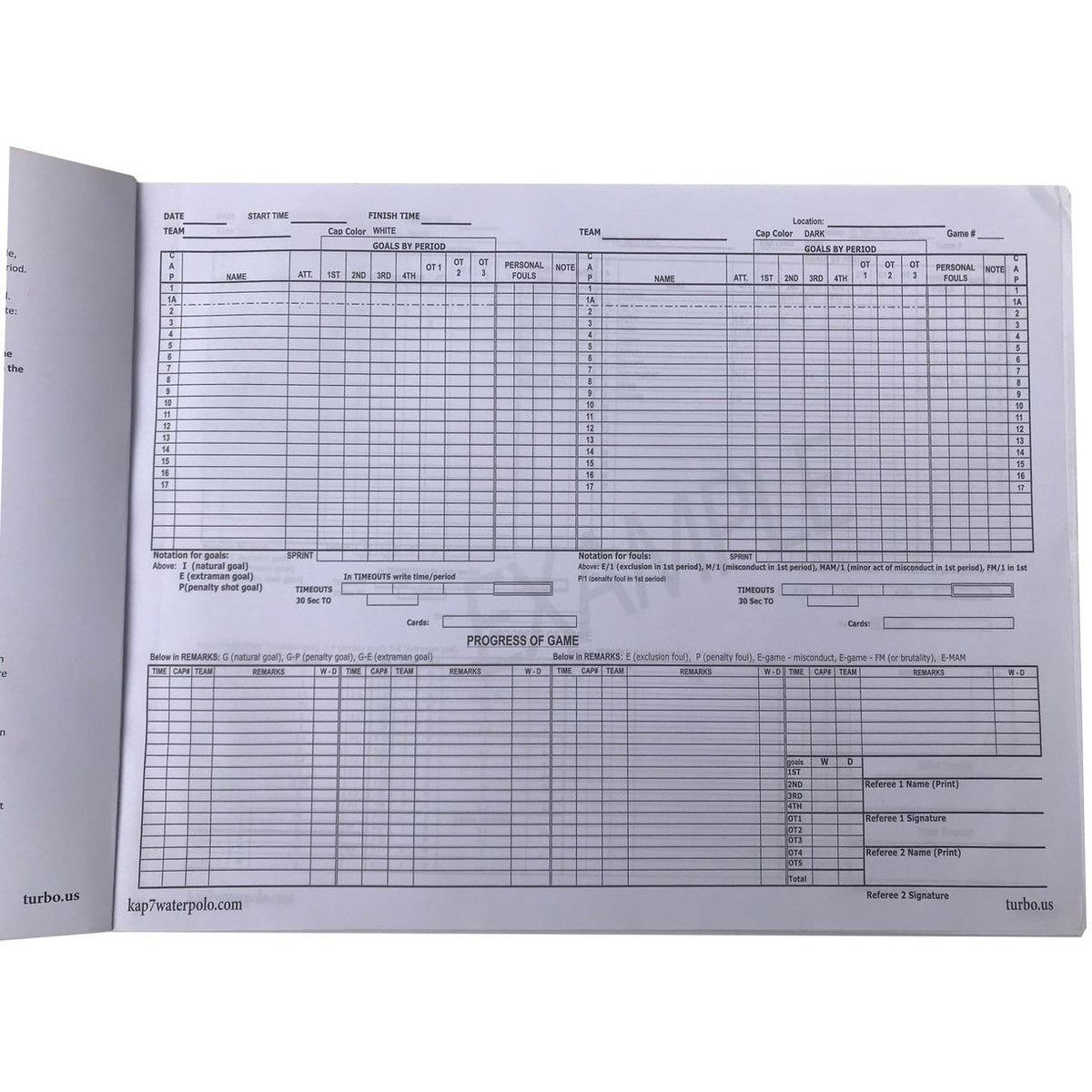 804LG KAP7/Turbo Scorebook - 11" x 14.5" Large Format Scorebooks KAP7 International 